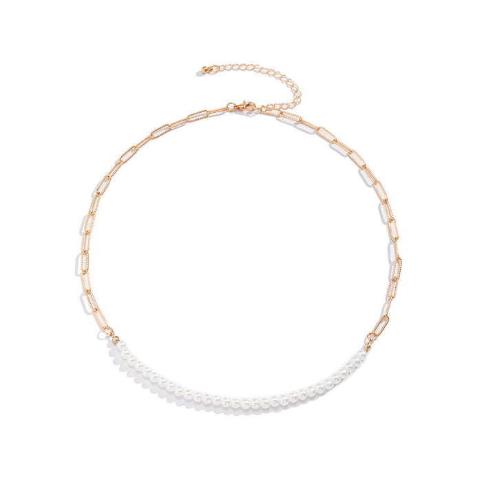 Wholesale Imitation Pearl Aluminum Chain Necklaces JDC-NE-DN066 Necklaces 道妮 gold Wholesale Jewelry JoyasDeChina Joyas De China