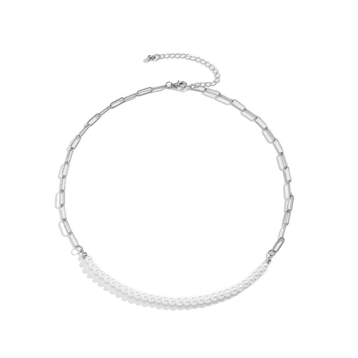 Wholesale Imitation Pearl Aluminum Chain Necklaces JDC-NE-DN066 Necklaces 道妮 white K Wholesale Jewelry JoyasDeChina Joyas De China