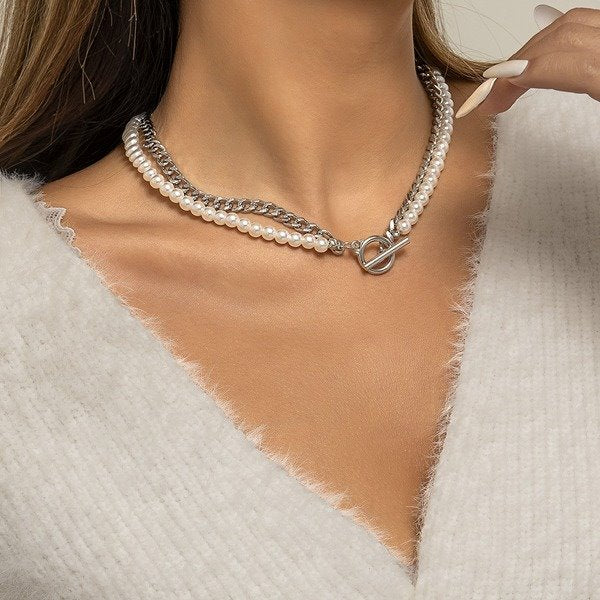 Wholesale Imitation Pearl Beaded Iron Chain Necklaces JDC-NE-DN083 Necklaces 道妮 Wholesale Jewelry JoyasDeChina Joyas De China