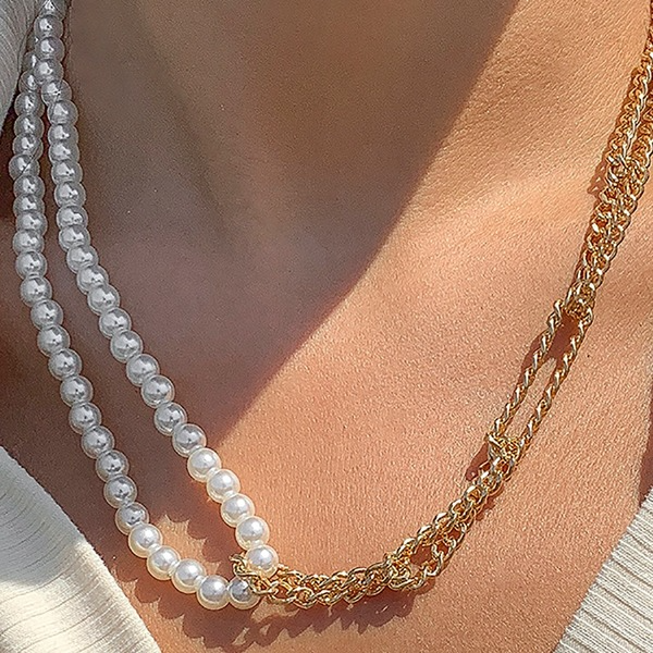 Wholesale Imitation pearl chain necklace women JDC-NE-KJ195 necklaces JoyasDeChina gold 4515 Wholesale Jewelry JoyasDeChina Joyas De China