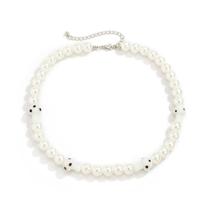 Wholesale imitation pearl color small mushroom necklaces JDC-NE-XR051 Necklaces JoyasDeChina White 4131 Wholesale Jewelry JoyasDeChina Joyas De China