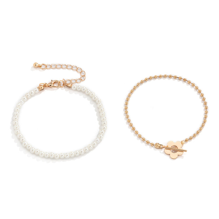 Wholesale Imitation Pearl Copper Bead Chain Alloy Bracelet JDC-BT-DN004 Bracelet 道妮 gold set Wholesale Jewelry JoyasDeChina Joyas De China