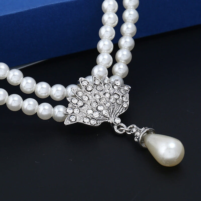 Wholesale Imitation Pearl Crystal Rhinestone Alloy Necklace Earrings Set JDC-NE-Chuangj005 Necklaces 创爵 Wholesale Jewelry JoyasDeChina Joyas De China