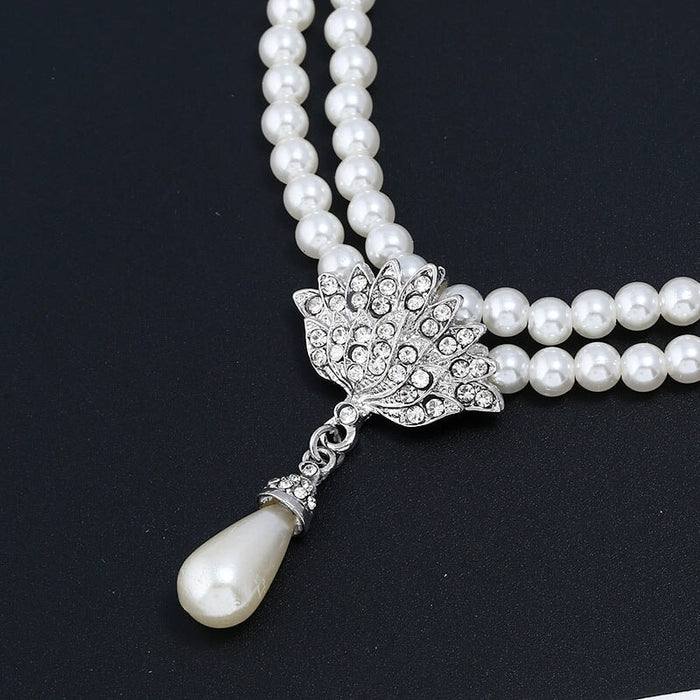 Wholesale Imitation Pearl Crystal Rhinestone Alloy Necklace Earrings Set JDC-NE-Chuangj005 Necklaces 创爵 Wholesale Jewelry JoyasDeChina Joyas De China