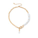 Wholesale Imitation Pearl Iron Chain Alloy Necklace JDC-NE-DN062 Necklaces 道妮 gold Wholesale Jewelry JoyasDeChina Joyas De China
