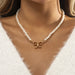 Wholesale Imitation Pearl Iron Chain Alloy Necklaces JDC-NE-DN058 Necklaces 道妮 gold 4619 Wholesale Jewelry JoyasDeChina Joyas De China