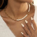 Wholesale Imitation Pearl Iron Chain Alloy Necklaces JDC-NE-DN058 Necklaces 道妮 gold 4683 Wholesale Jewelry JoyasDeChina Joyas De China