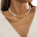 Wholesale Imitation Pearl Iron Chain Alloy Necklaces JDC-NE-DN058 Necklaces 道妮 gold 4699 Wholesale Jewelry JoyasDeChina Joyas De China
