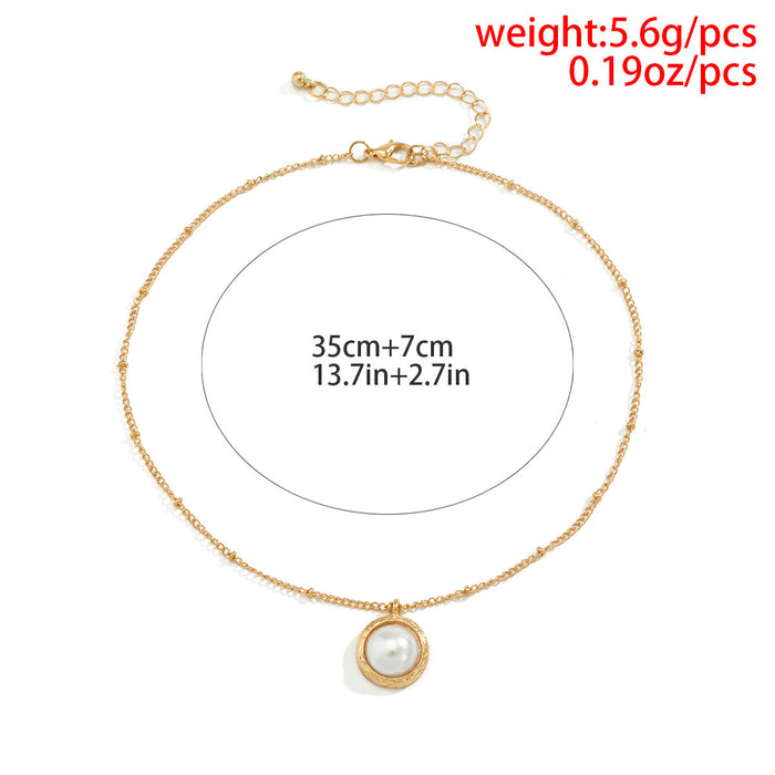 Wholesale Imitation Pearl Iron Chain Alloy Necklaces JDC-NE-DN061 Necklaces 道妮 gold 4671 Wholesale Jewelry JoyasDeChina Joyas De China