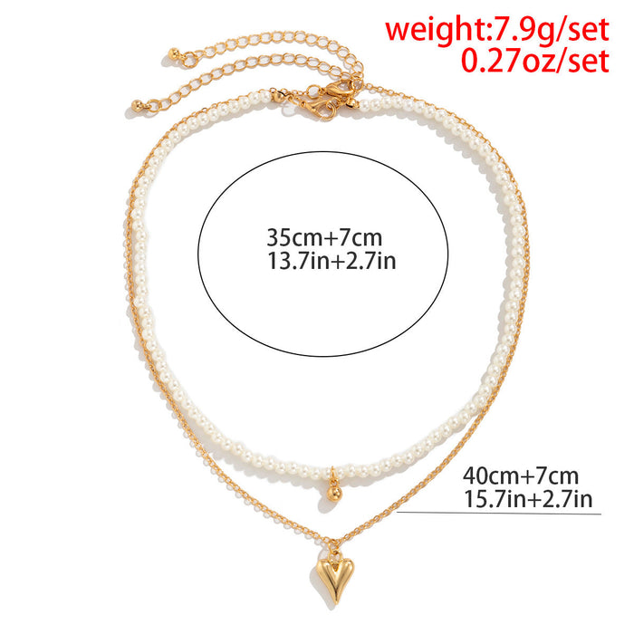 Wholesale Imitation Pearl Iron Chain Alloy Necklaces JDC-NE-DN061 Necklaces 道妮 white k 2883 Wholesale Jewelry JoyasDeChina Joyas De China