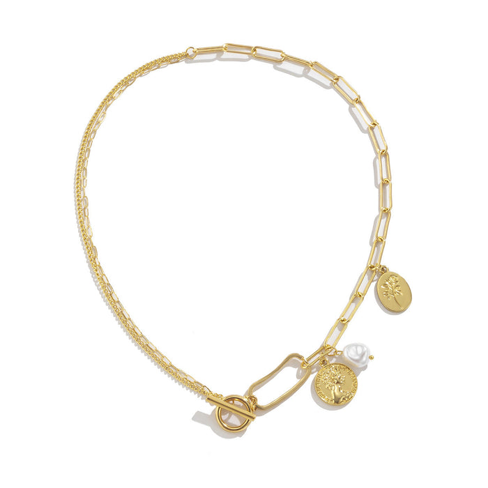 Wholesale Imitation Pearl Iron Chain Alloy Necklaces JDC-NE-DN074 Necklaces 道妮 gold Wholesale Jewelry JoyasDeChina Joyas De China