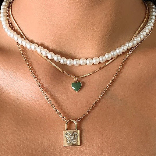 Wholesale Imitation Pearl Peach Heart Necklace JDC-NE-KJ201 necklaces JoyasDeChina Wholesale Jewelry JoyasDeChina Joyas De China