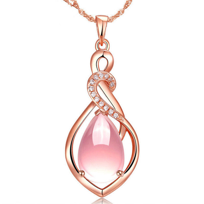 Wholesale Imitation Pink Crystal Pendant Copper Necklaces JDC-NE-ZhenR001 Necklaces 臻荣 Pink pendant without chain Wholesale Jewelry JoyasDeChina Joyas De China
