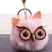 Wholesale Imitation Rabbit Fur Owl Alloy Acrylic Fur Ball Keychain JDC-KC-QiShi004 Keychains 奇释 light pink 8cm Wholesale Jewelry JoyasDeChina Joyas De China