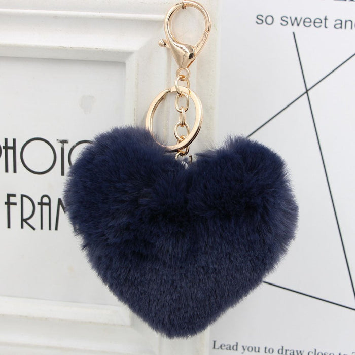 Wholesale Imitation Rex Rabbit Fur Heart Shaped Hair Ball Keychain JDC-KC-Zuge025 Keychains 祖格 Wholesale Jewelry JoyasDeChina Joyas De China