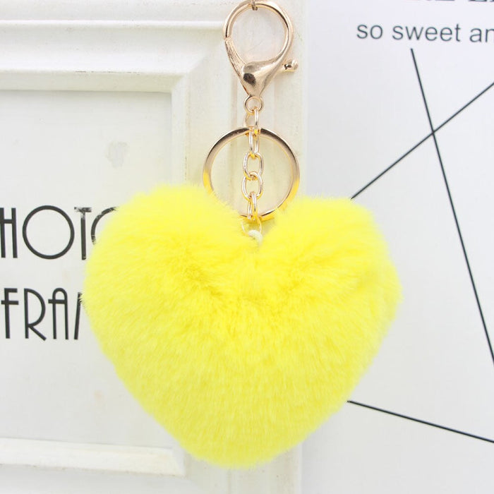 Wholesale Imitation Rex Rabbit Fur Heart Shaped Hair Ball Keychain JDC-KC-Zuge025 Keychains 祖格 Wholesale Jewelry JoyasDeChina Joyas De China