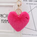 Wholesale Imitation Rex Rabbit Fur Heart Shaped Hair Ball Keychain JDC-KC-Zuge025 Keychains 祖格 rose red / Wholesale Jewelry JoyasDeChina Joyas De China