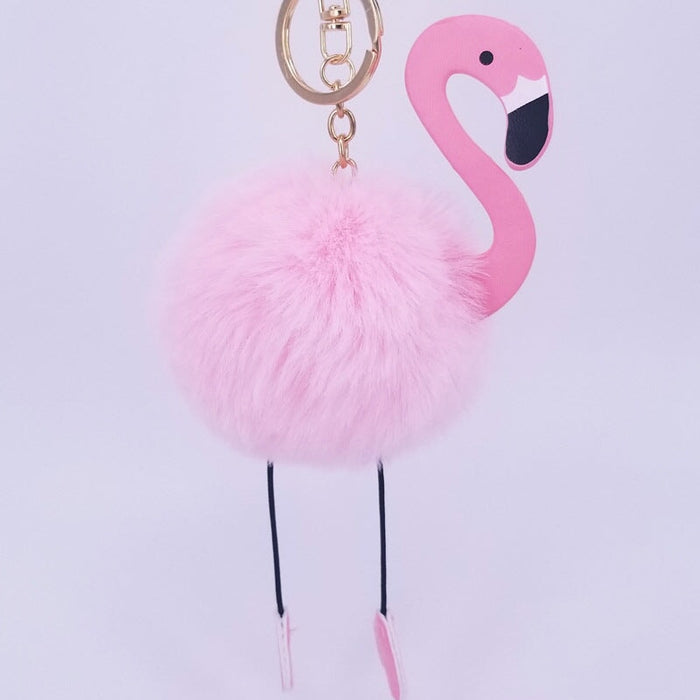 Wholesale imitation Rex rabbit hair Flamingo key chain MOQ ≥ 10 JDC-KC-YZ006 Keychains 永泽 1 minimum 10 pieces for wholesale Wholesale Jewelry JoyasDeChina Joyas De China