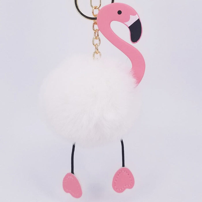 Wholesale imitation Rex rabbit hair Flamingo key chain MOQ ≥ 10 JDC-KC-YZ006 Keychains 永泽 2 minimum 10 pieces for wholesale Wholesale Jewelry JoyasDeChina Joyas De China