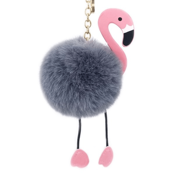 Wholesale imitation Rex rabbit hair Flamingo key chain MOQ ≥ 10 JDC-KC-YZ006 Keychains 永泽 Wholesale Jewelry JoyasDeChina Joyas De China