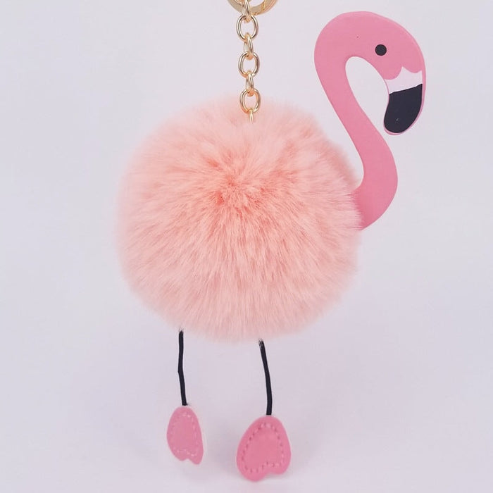 Wholesale imitation Rex rabbit hair Flamingo key chain MOQ ≥ 10 JDC-KC-YZ006 Keychains 永泽 3 minimum 10 pieces for wholesale Wholesale Jewelry JoyasDeChina Joyas De China