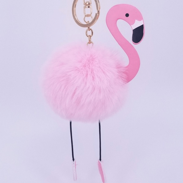 Wholesale imitation Rex rabbit hair Flamingo key chain MOQ ≥ 10 JDC-KC-YZ006 Keychains 永泽 Wholesale Jewelry JoyasDeChina Joyas De China