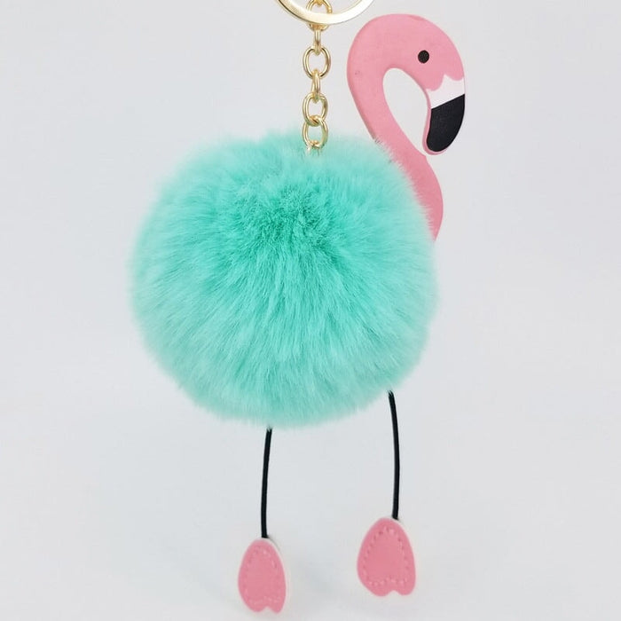 Wholesale imitation Rex rabbit hair Flamingo key chain MOQ ≥ 10 JDC-KC-YZ006 Keychains 永泽 4 minimum 10 pieces for wholesale Wholesale Jewelry JoyasDeChina Joyas De China