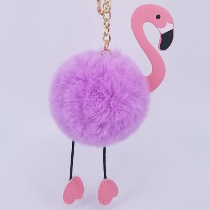 Wholesale imitation Rex rabbit hair Flamingo key chain MOQ ≥ 10 JDC-KC-YZ006 Keychains 永泽 5 minimum 10 pieces for wholesale Wholesale Jewelry JoyasDeChina Joyas De China