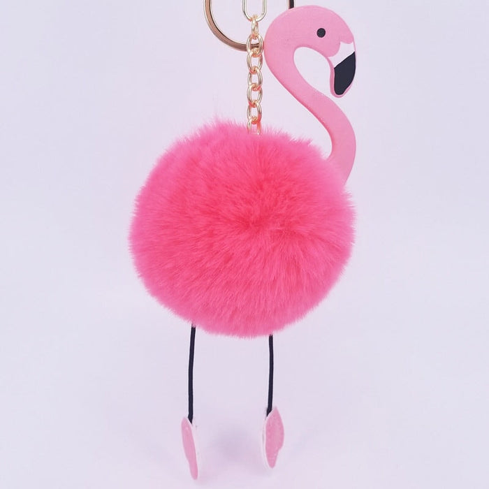 Wholesale imitation Rex rabbit hair Flamingo key chain MOQ ≥ 10 JDC-KC-YZ006 Keychains 永泽 6 minimum 10 pieces for wholesale Wholesale Jewelry JoyasDeChina Joyas De China