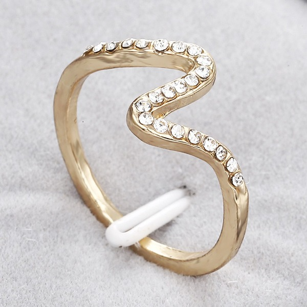 Bulk Jewelry Wholesale inlaid diamond wave twisted Z-ring JDC-RS-b006 Wholesale factory from China YIWU China