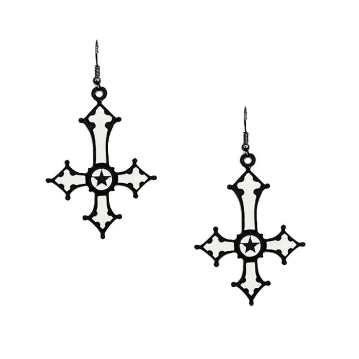 Wholesale inverted cross red pentagram alloy earrings JDC-ES-YYFF009 Earrings 燕羽飞飞 Wholesale Jewelry JoyasDeChina Joyas De China