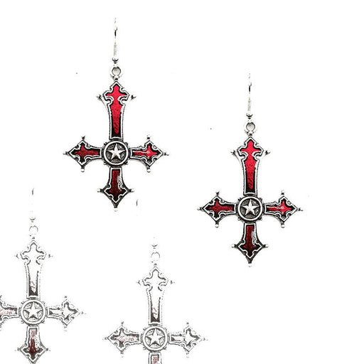 Wholesale inverted cross red pentagram alloy earrings JDC-ES-YYFF009 Earrings 燕羽飞飞 Wholesale Jewelry JoyasDeChina Joyas De China