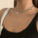 Wholesale Iron Chain Alloy Heart Necklaces JDC-NE-DN056 Necklaces 道妮 Wholesale Jewelry JoyasDeChina Joyas De China