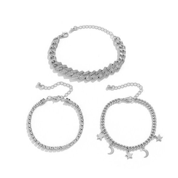 Wholesale Iron Chain Alloy Rhinestone Claw Chain Cuban Chain Bracelet JDC-BT-DN006 Bracelet 道妮 Wholesale Jewelry JoyasDeChina Joyas De China