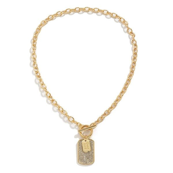 Wholesale iron chain alloy rhinestone necklaces JDC-NE-DN073 Necklaces 道妮 gold Wholesale Jewelry JoyasDeChina Joyas De China