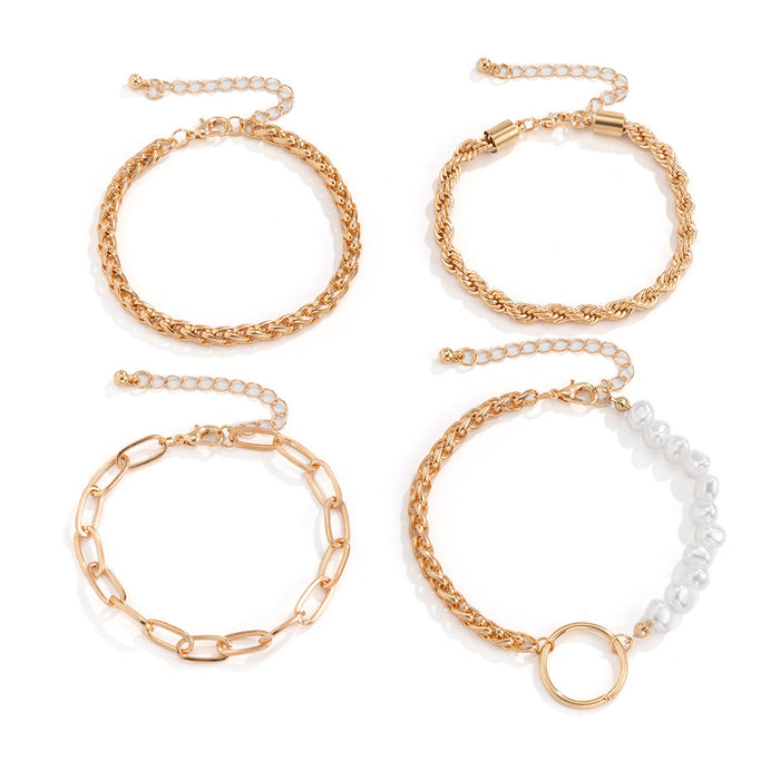 Wholesale Iron Chain Imitation Pearl Alloy Bracelet JDC-BT-DN005 Bracelet 道妮 gold set Wholesale Jewelry JoyasDeChina Joyas De China