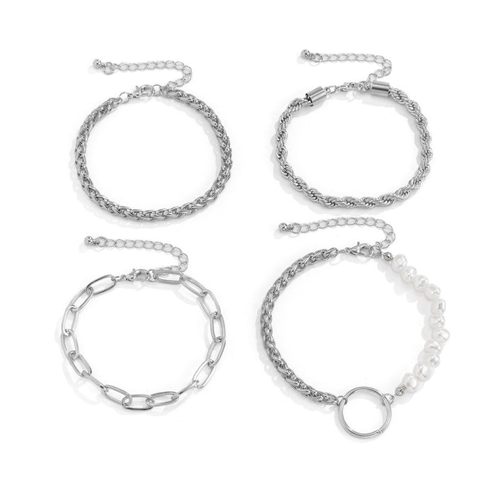Wholesale Iron Chain Imitation Pearl Alloy Bracelet JDC-BT-DN005 Bracelet 道妮 white k set Wholesale Jewelry JoyasDeChina Joyas De China