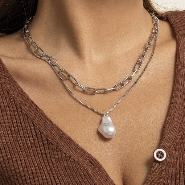 Wholesale Iron Chain Imitation Pearl Necklaces JDC-NE-DN065 Necklaces 道妮 Wholesale Jewelry JoyasDeChina Joyas De China