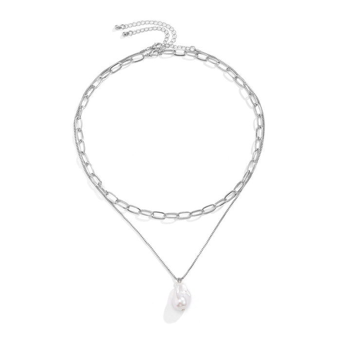 Wholesale Iron Chain Imitation Pearl Necklaces JDC-NE-DN065 Necklaces 道妮 white K Wholesale Jewelry JoyasDeChina Joyas De China