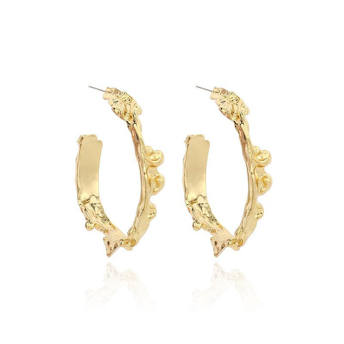 Wholesale irregular alloy hoop earrings JDC-ES-GSMM012 Earrings JoyasDeChina golden Wholesale Jewelry JoyasDeChina Joyas De China