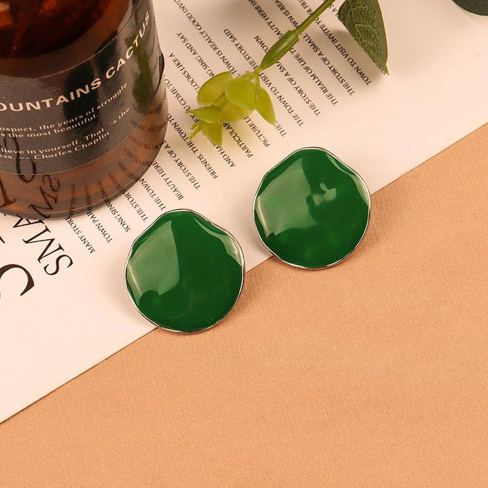 Wholesale irregular disc green alloy earrings JDC-ES-LSY014 earrings JoyasDeChina green Wholesale Jewelry JoyasDeChina Joyas De China