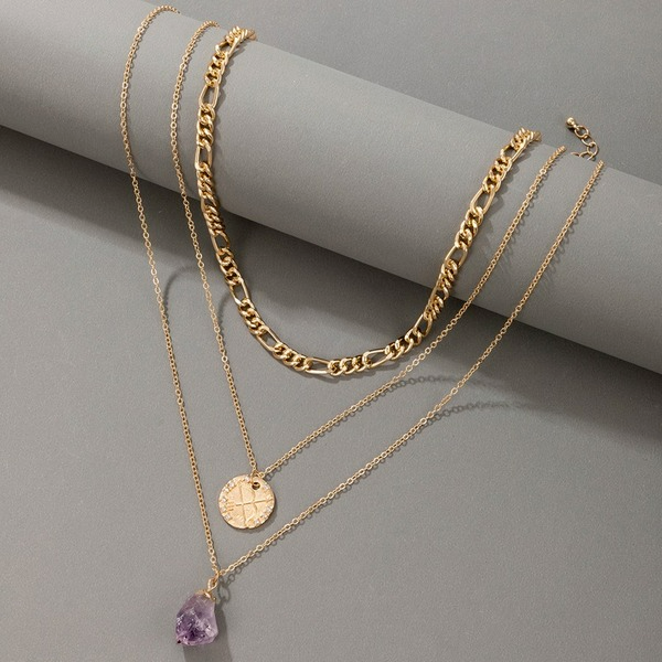 Wholesale irregular spell purple crystal stone necklace JDC-NE-C145 NECKLACE JoyasDeChina Wholesale Jewelry JoyasDeChina Joyas De China