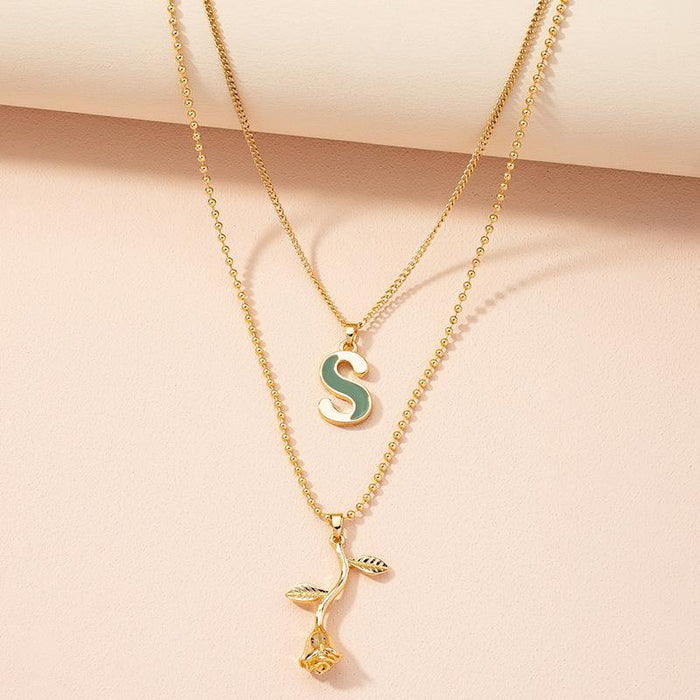 Bulk Jewelry Wholesale Japanese and Korean ins wind rose pendant necklace collarbone chain JDC-NE-AYN009 Wholesale factory from China YIWU China