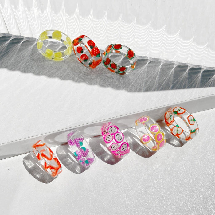 Wholesale joint fruit resin ring JDC-RS-F073 Rings 韩之尚 Wholesale Jewelry JoyasDeChina Joyas De China