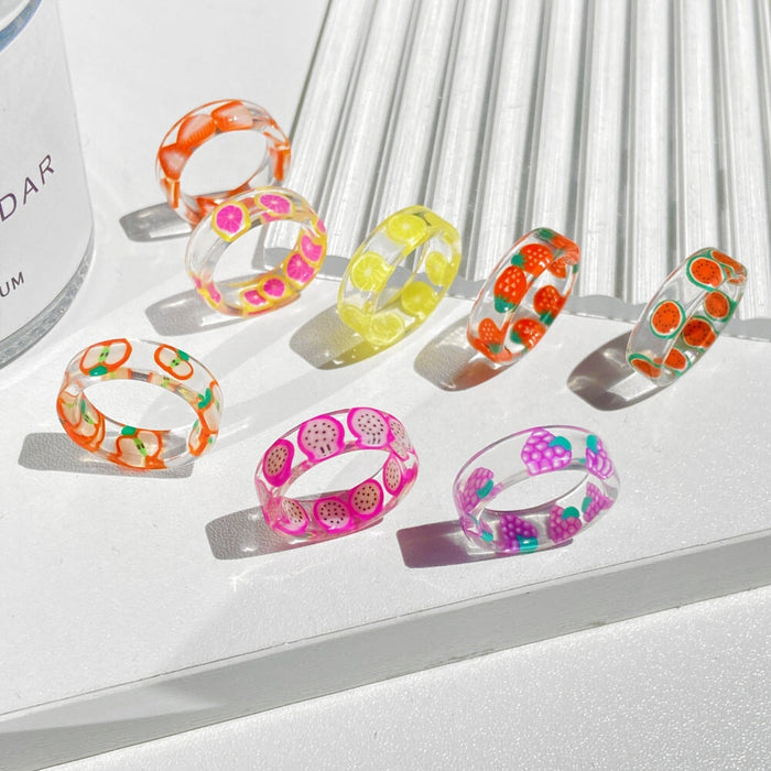 Wholesale joint fruit resin ring JDC-RS-F073 Rings 韩之尚 Wholesale Jewelry JoyasDeChina Joyas De China