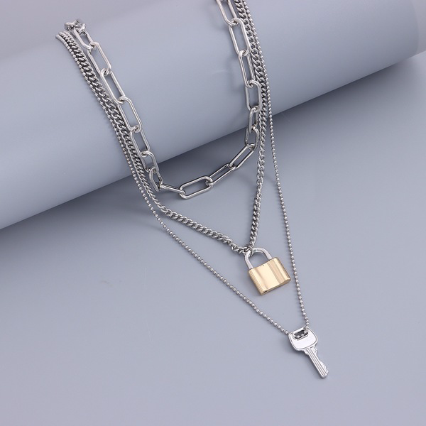 Wholesale key lock pendant alloy necklaces JDC-NE-ZW031 necklaces JoyasDeChina Wholesale Jewelry JoyasDeChina Joyas De China