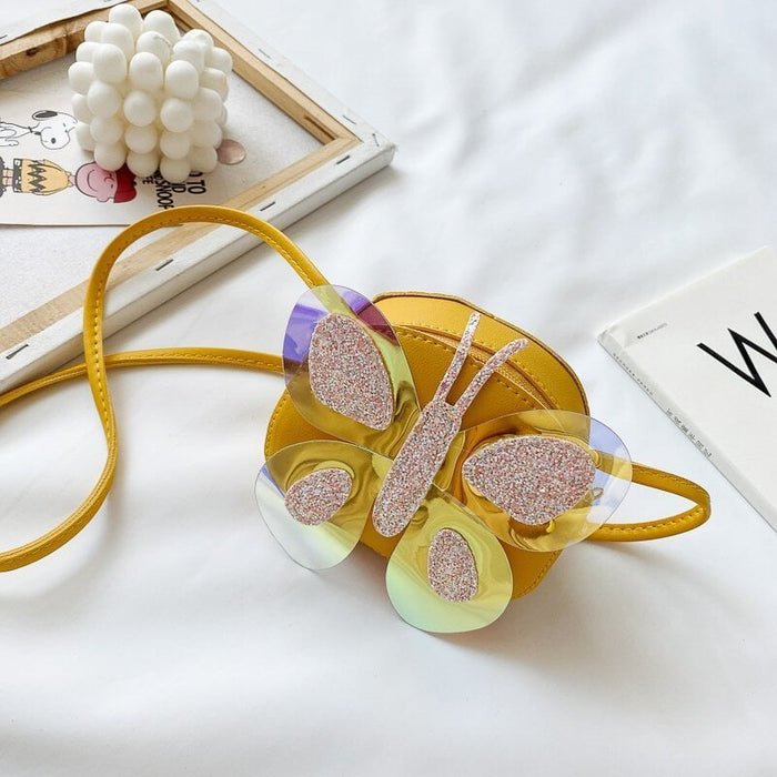 Wholesale Kids Bag Cartoon Butterfly PU Messenger Bag JDC-SD-JiaQ115 Shoulder Bags 家庆 yellow Wholesale Jewelry JoyasDeChina Joyas De China