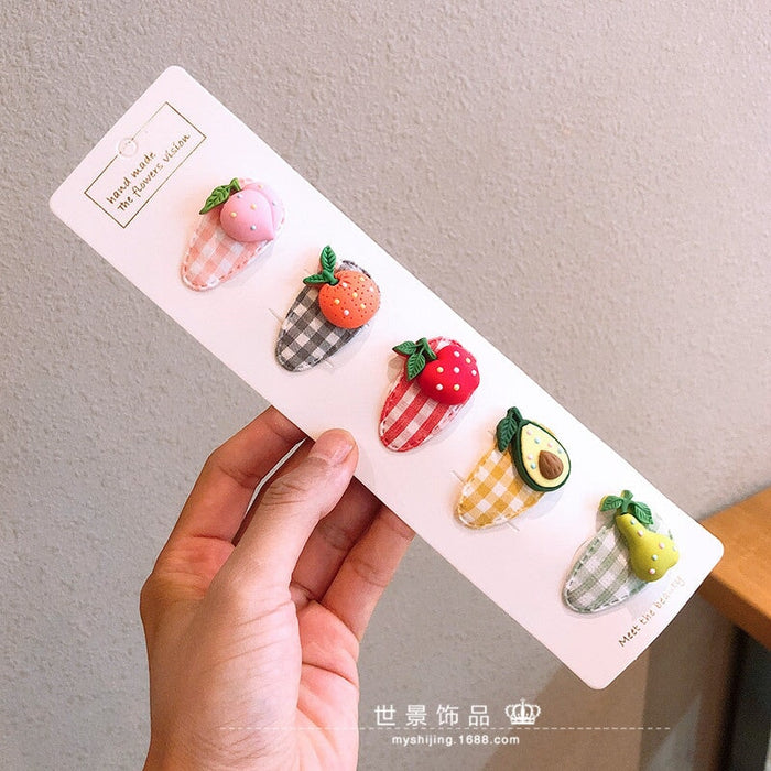 Wholesale kids cartoon oval flower resin hairpin set JDC-HC-Shij004 Hair Clips 世景 23 Wholesale Jewelry JoyasDeChina Joyas De China