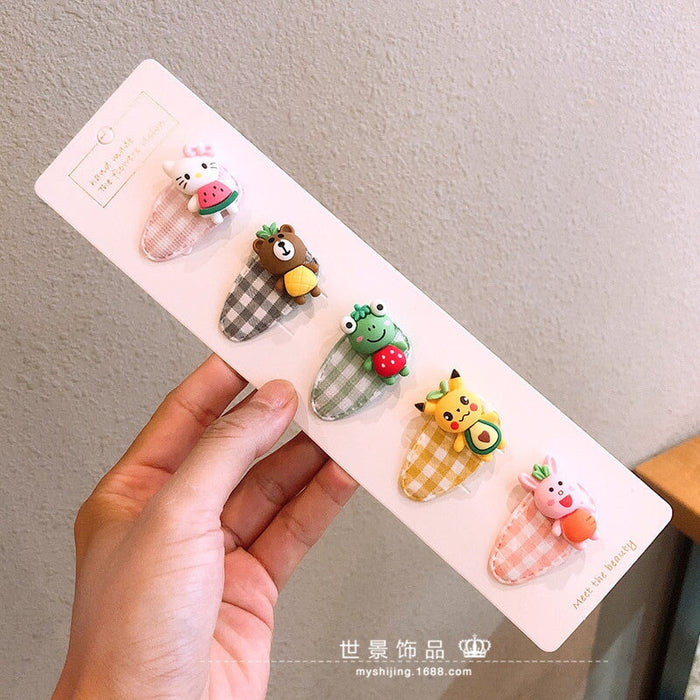 Wholesale kids cartoon oval flower resin hairpin set JDC-HC-Shij004 Hair Clips 世景 31 Wholesale Jewelry JoyasDeChina Joyas De China