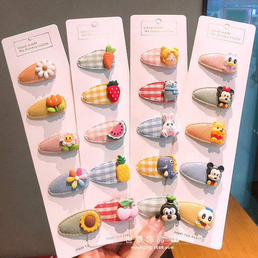 Wholesale kids cartoon oval flower resin hairpin set JDC-HC-Shij004 Hair Clips 世景 Wholesale Jewelry JoyasDeChina Joyas De China